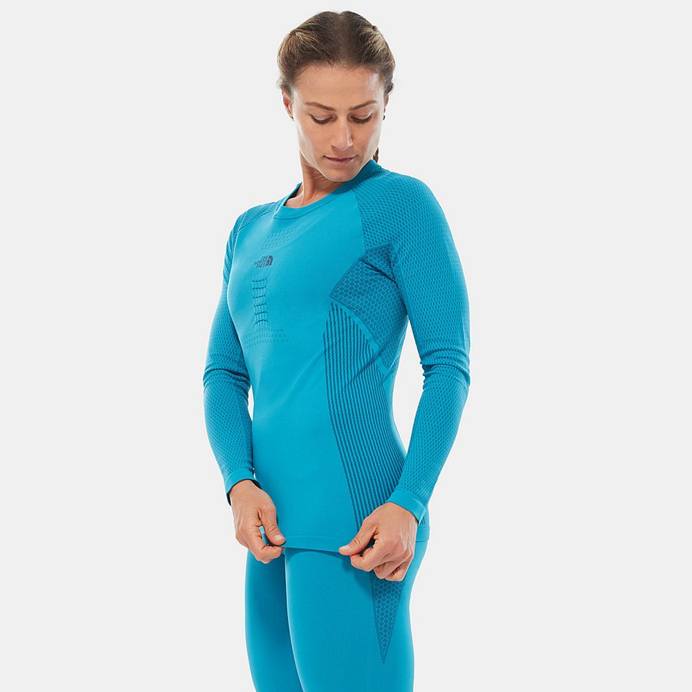 The North Face Long Sleeve Womens Australia - The North Face Active Long Sleeve Blue Skiing And Snow